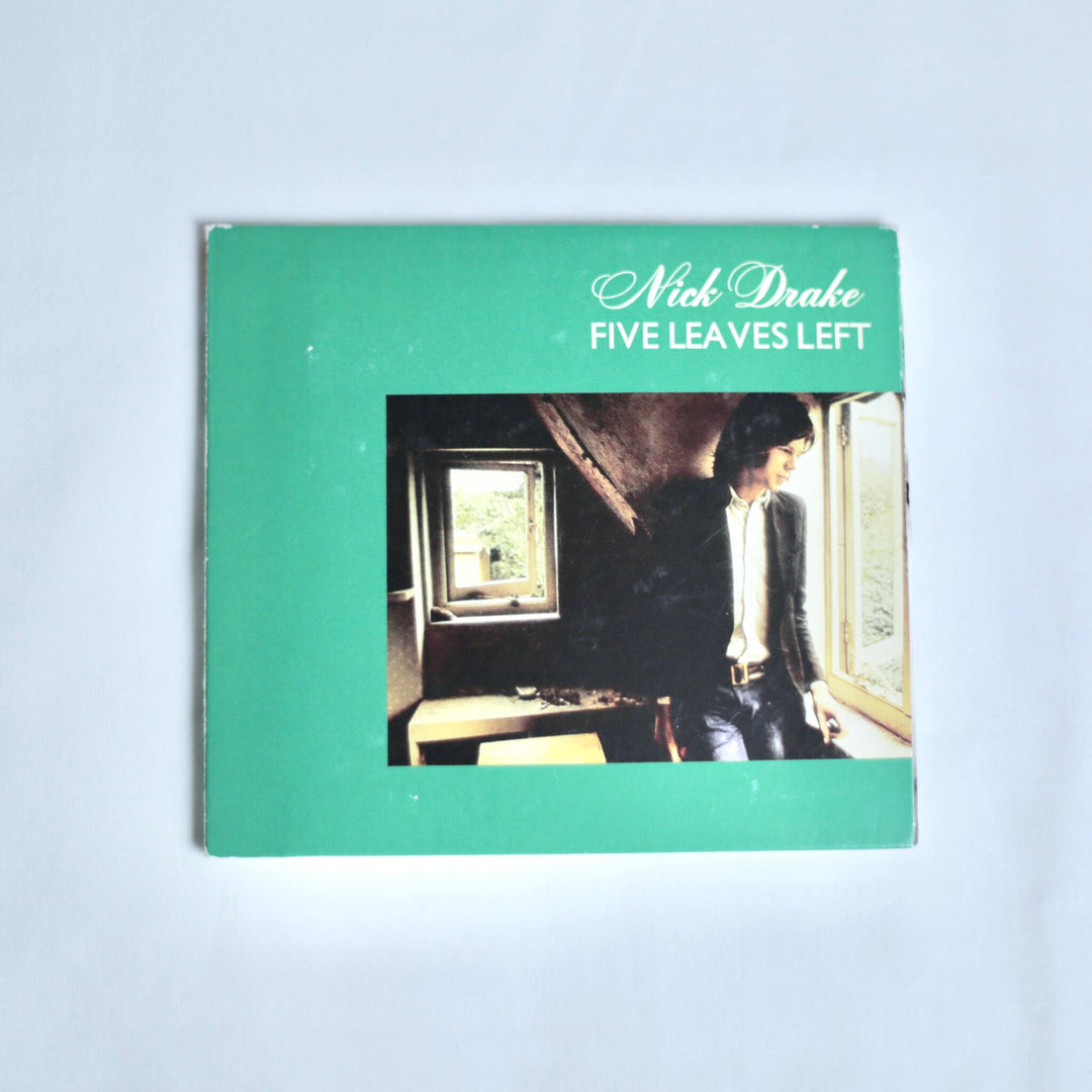 Album cover of 'Five Leaves Left' by Nick Drake on a white background