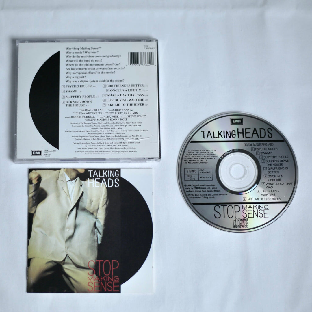 Talking Heads 'Stop Making Sense' album and CD on a white background