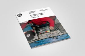 Book cover with a person using turntables on a white background