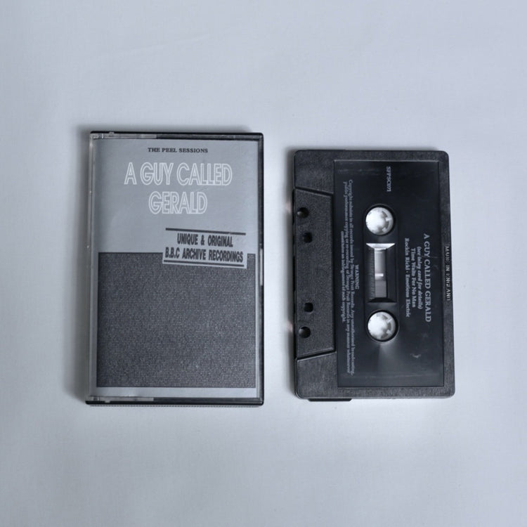 A Guy Called Gerald – The Peel Sessions cassette tape, grey inlay card with BBC Archive Recordings artwork, shown alongside the black cassette