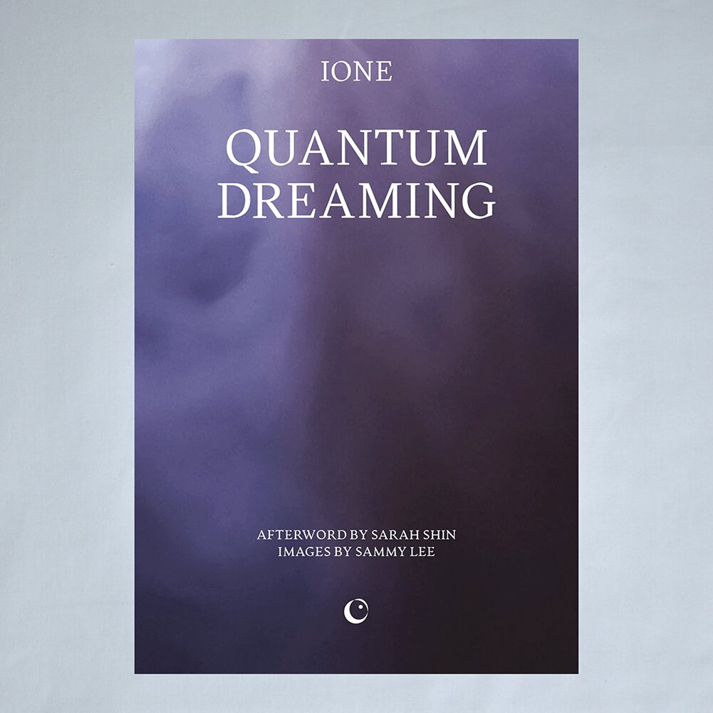 Book cover of 'Quantum Dreaming' by Ione with a purple gradient background.