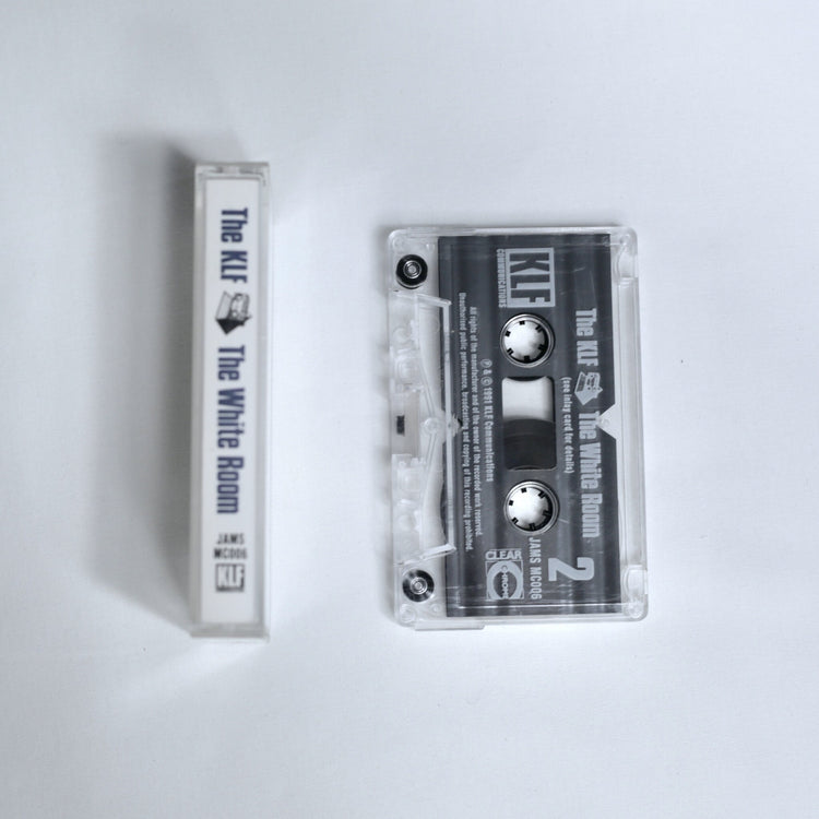 The KLF – The White Room cassette, spine view of the inlay card next to the cassette (Side 2)
