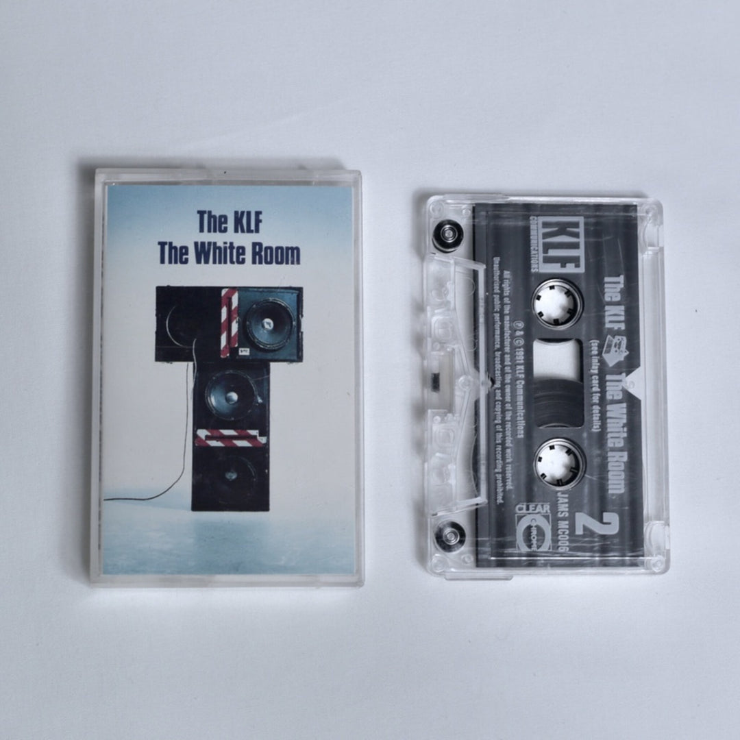 The KLF – The White Room cassette tape, cover art of a stacked speaker tower, shown alongside the cassette (Side 2)