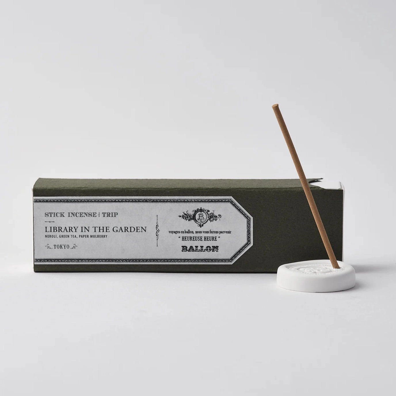 Incense stick with packaging on a white background