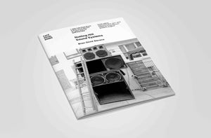 Book cover with black and white illustration of notting hill sound system on an off white background.