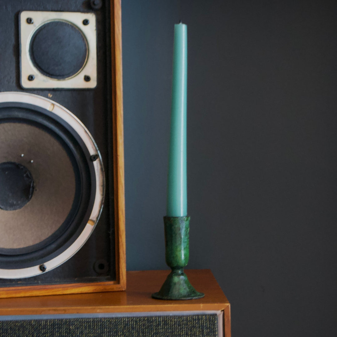 Small verdigris candle holder
