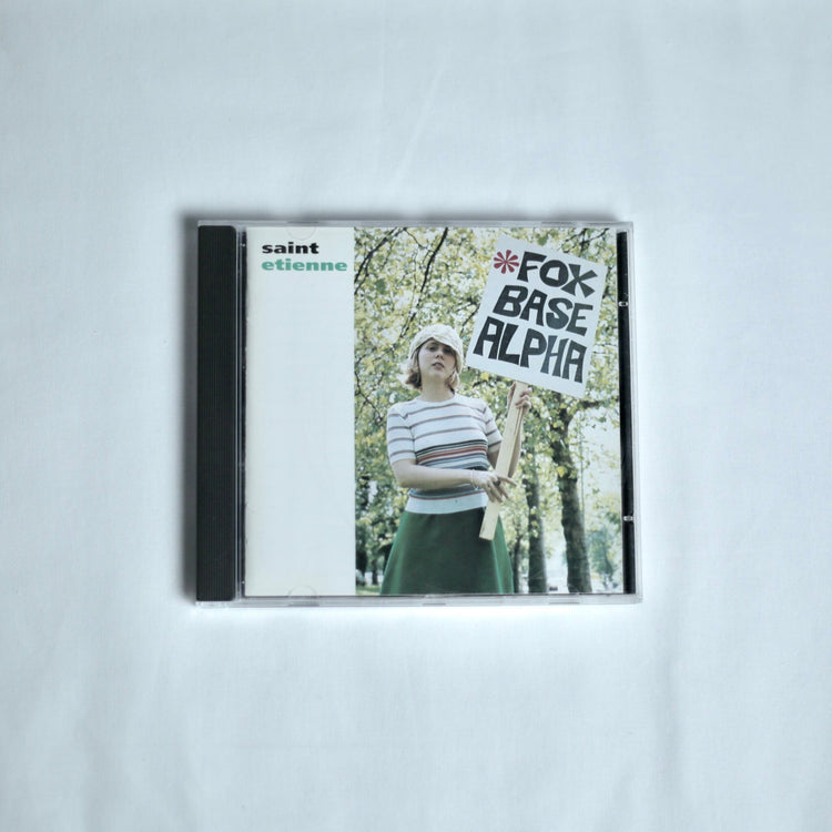 CD of 'Fox Base Alpha' by Saint Etienne on a white background