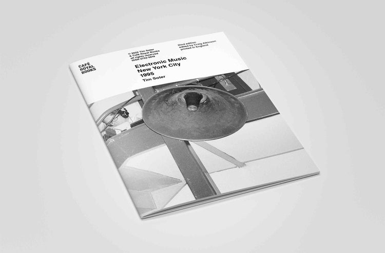 Book titled 'Electronic Music New York City' with a black and white photo of a speaker on the cover.