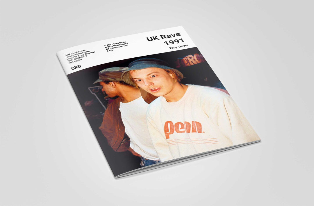 Book cover featuring two people with text 'UK Rave 1997' on an off white background